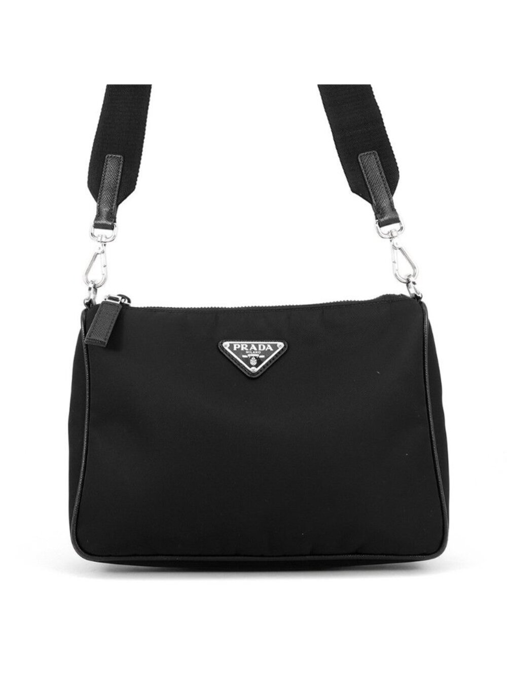 Prada Shoulder Bag Re-Nylon Saffiano Leather Black